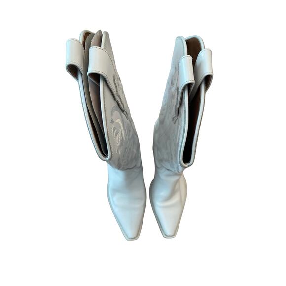 Jeffrey Campbell Cowboy Dagget Western Boots Leather Pointed Toe White Size 6.5 - Picture 8 of 15